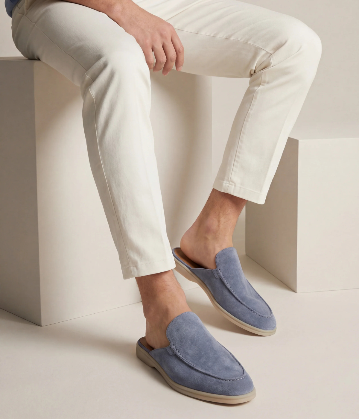 Babyblaue Positano-Pantolette