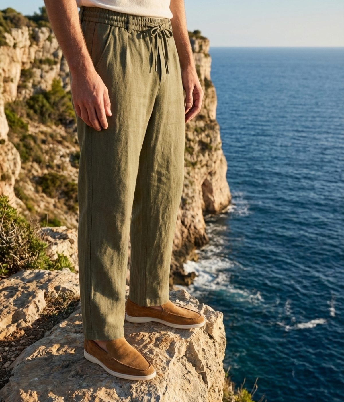 Pantaloni di lino color oliva