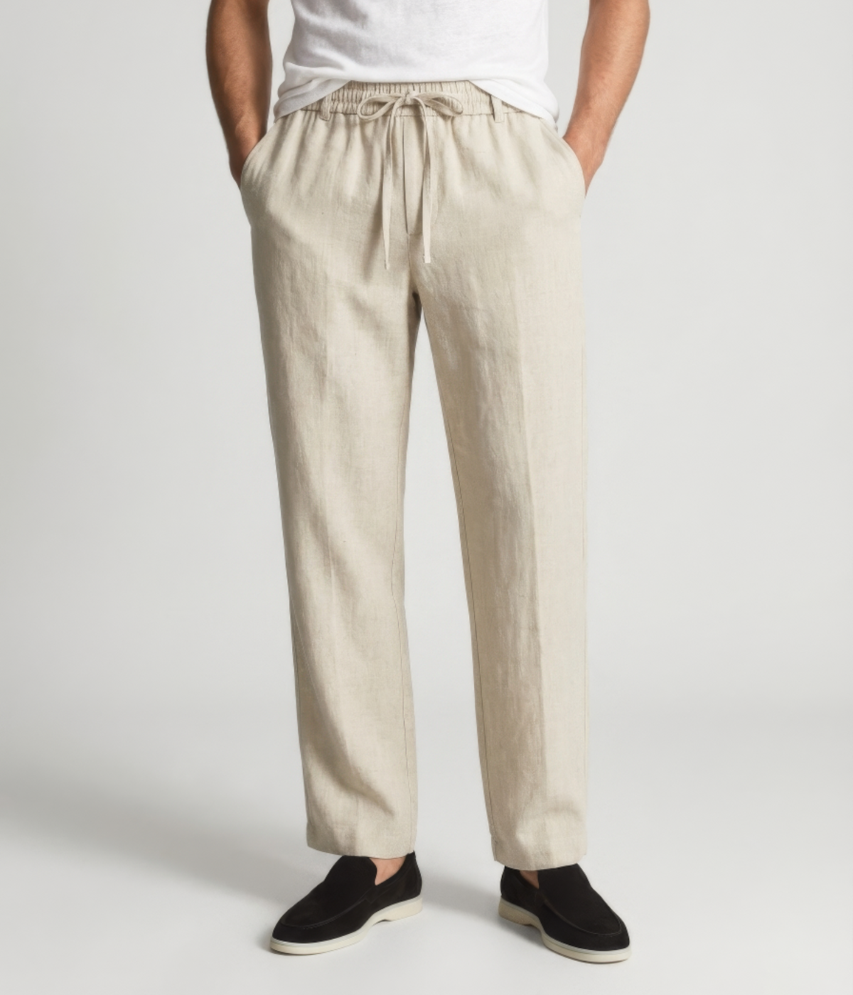 Beige Leinenhose
