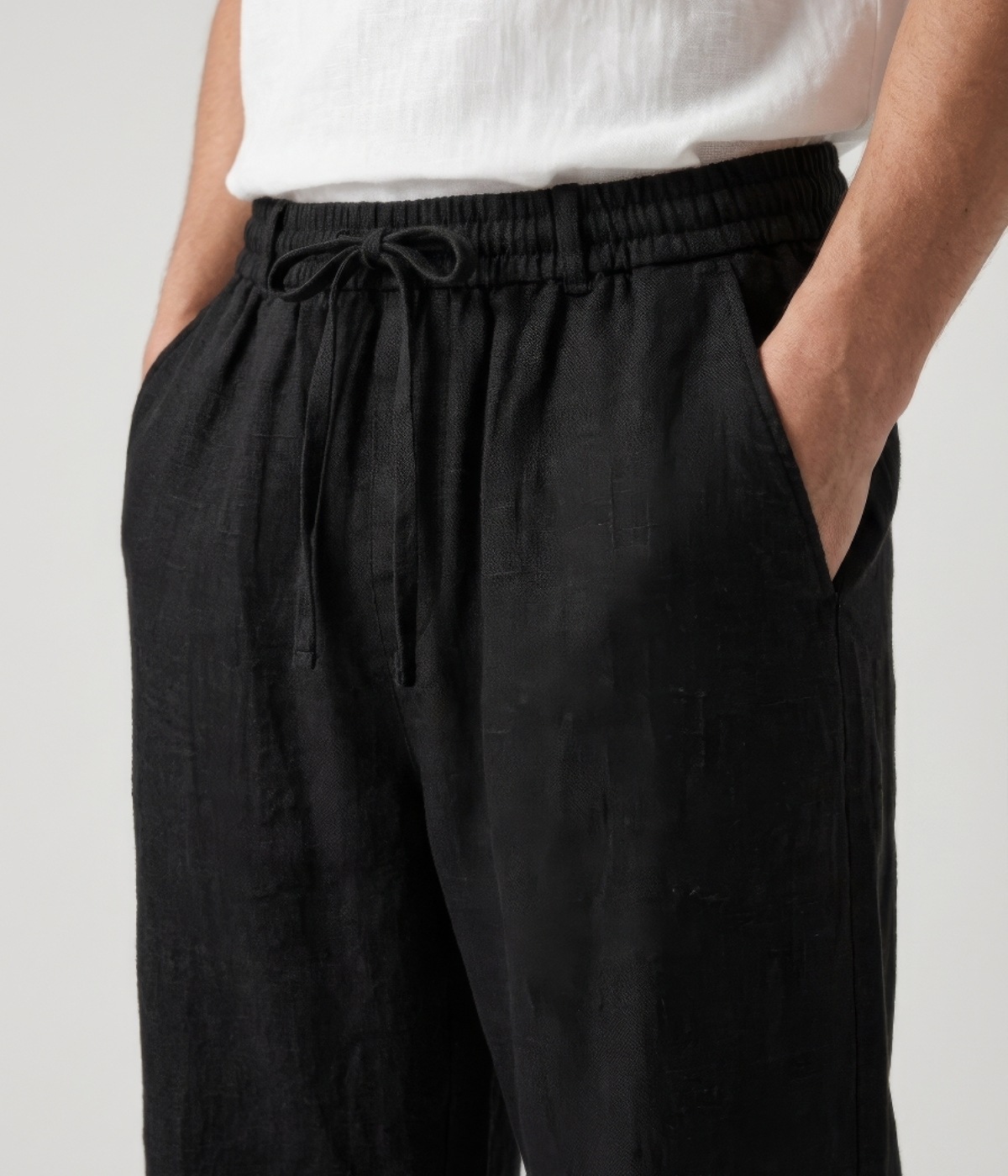 Schwarze Leinenhose