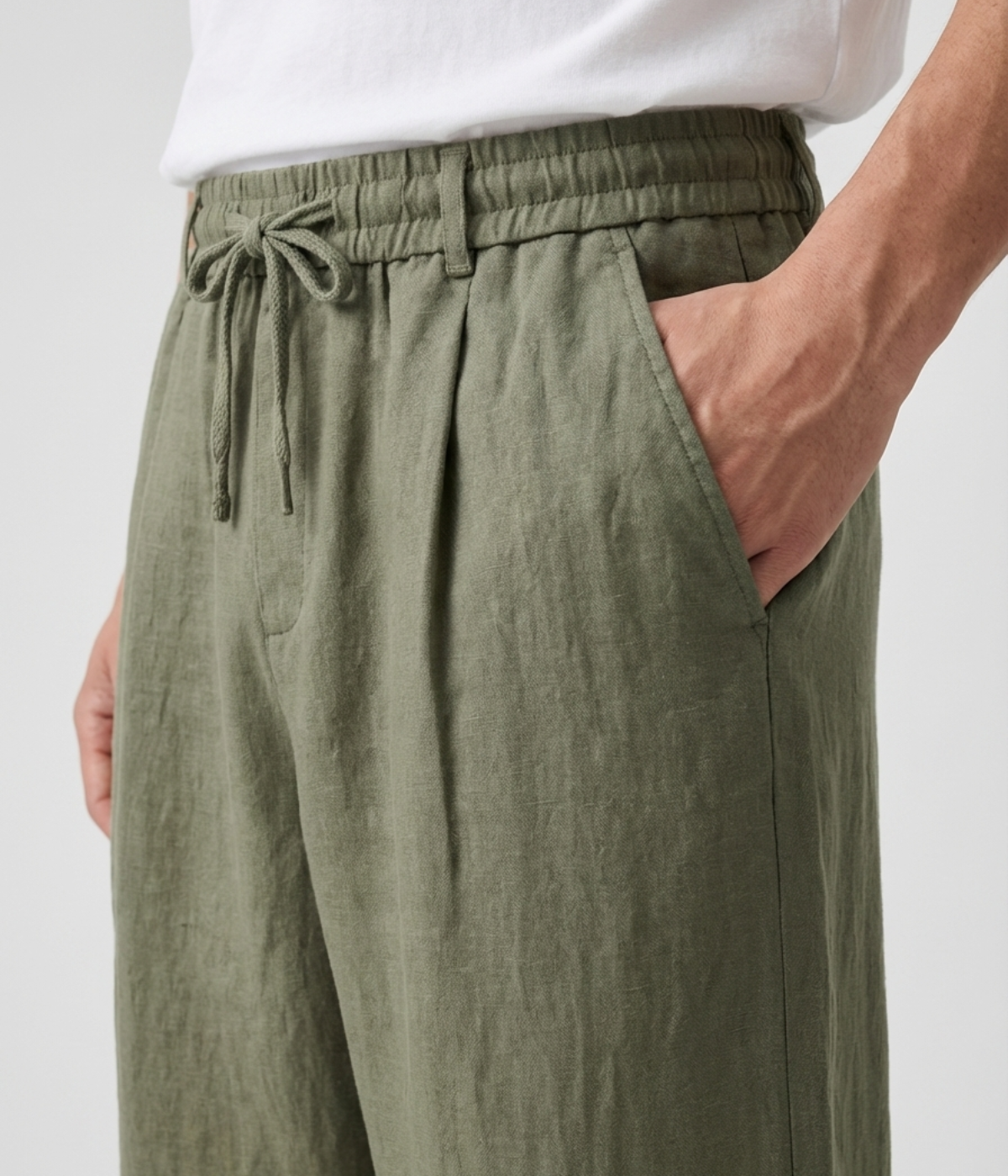 Pantaloni di lino color oliva