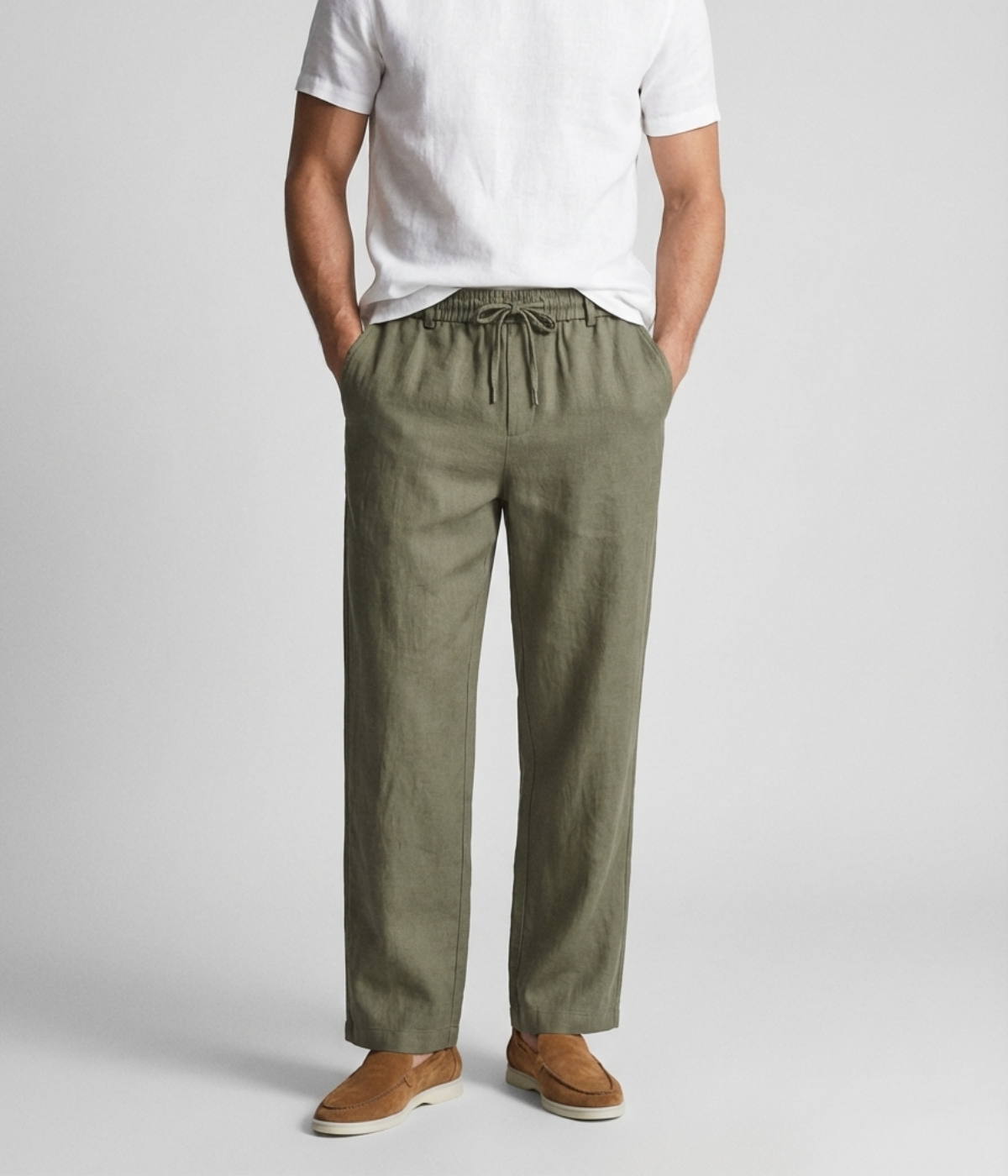 Pantaloni di lino color oliva