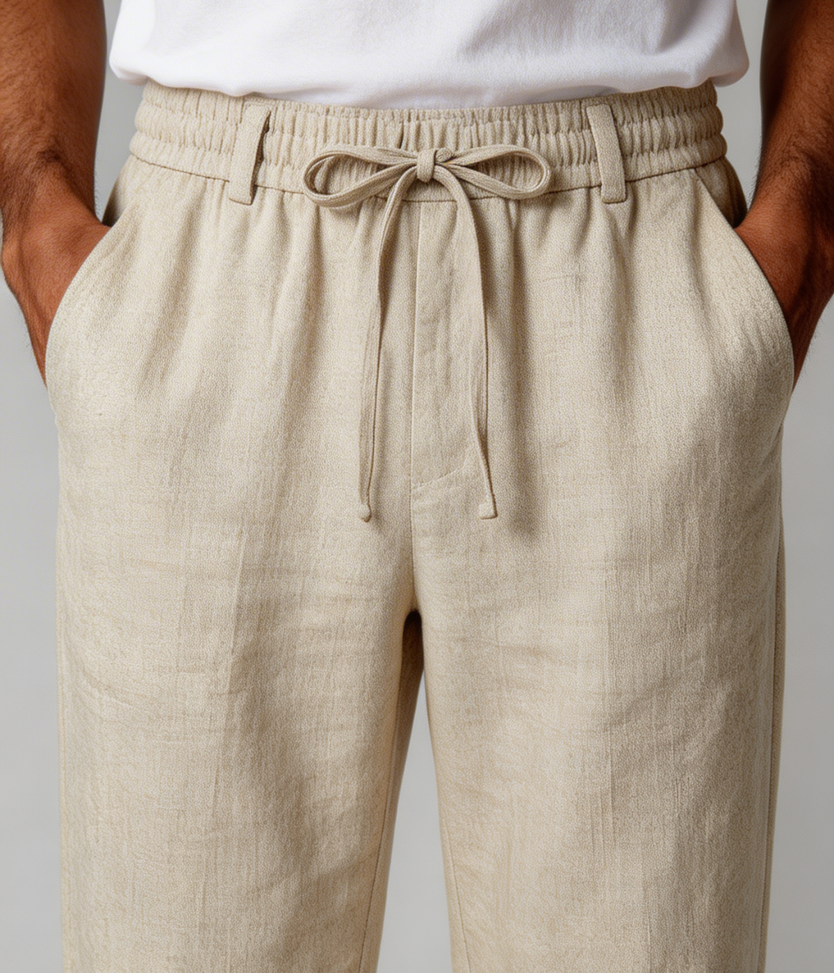 Beige Leinenhose