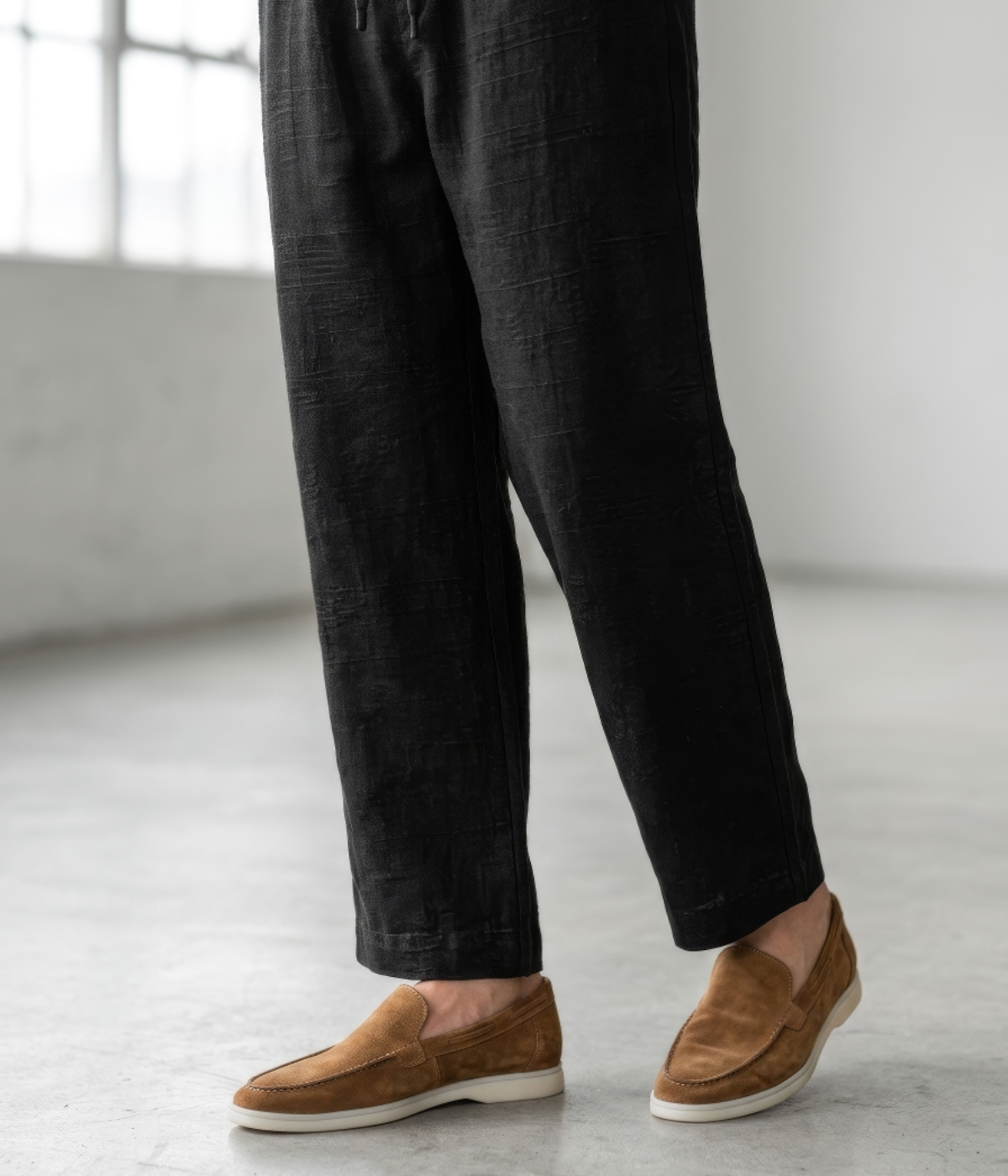 Schwarze Leinenhose