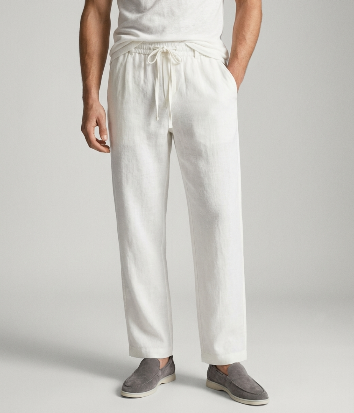 Weiße Leinenhose